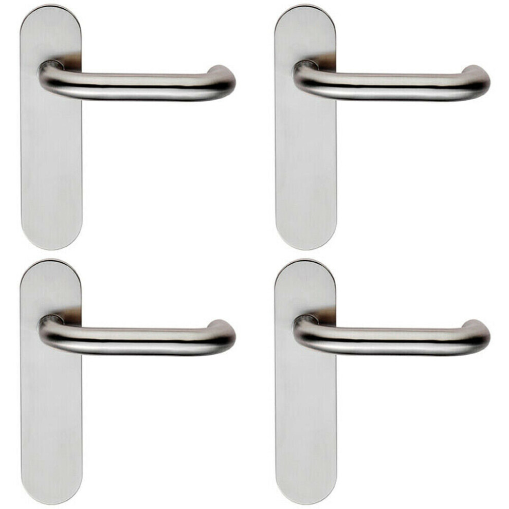 4x PAIR Safety Lever on Steel Inner Backplate 180mm Door Handle Satin Steel