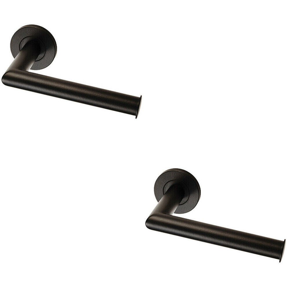 2x Mitred Bathroom Toilet Roll Holder on Rose Concealed Fix Matt Black