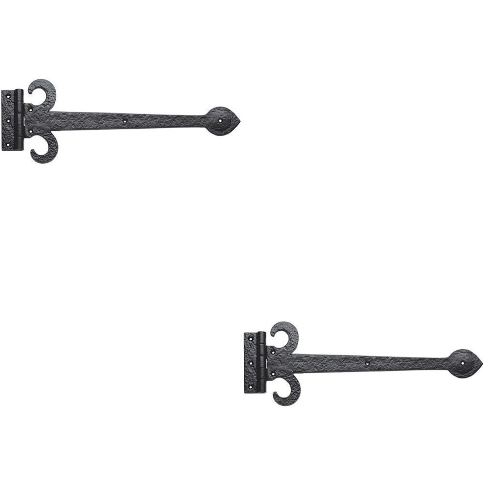 2x PAIR 305mm Ornate Sword T Hinge Black Antique Internal Decorative Door Hinge