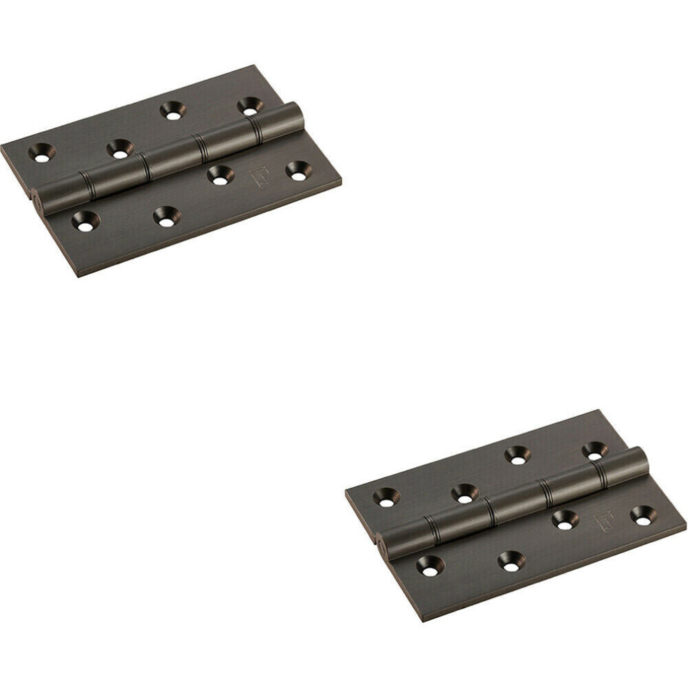 Loops 2X Pair 102 X 67 X 4Mm Brass Washered Butt Hinge Matt Bronze Internal Door