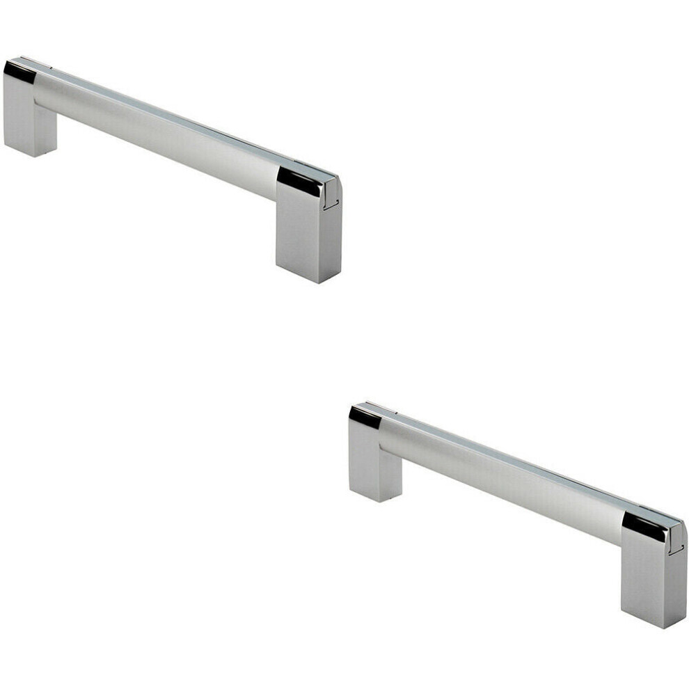 2x Multi Section Straight Pull Handle 224mm Centres Polished Matt Satin Chrome