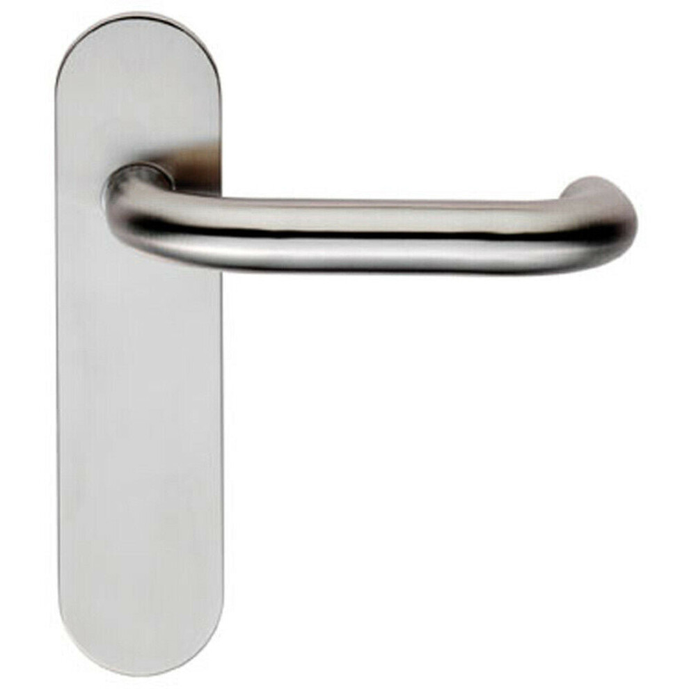 PAIR Safety Lever on Steel Inner Backplate 180mm Door Handle Satin Steel