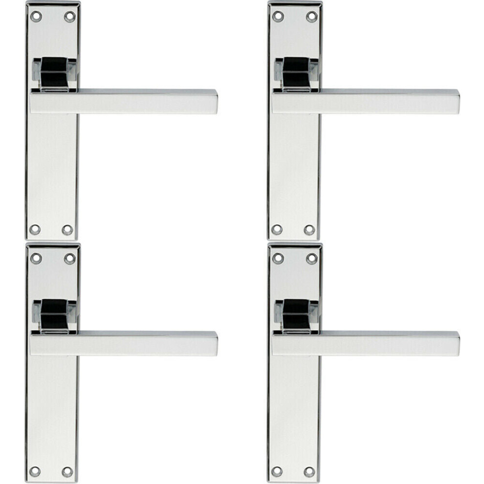 4x PAIR Straight Square Handle on Latch Backplate 180 x 40mm Polished Chrome