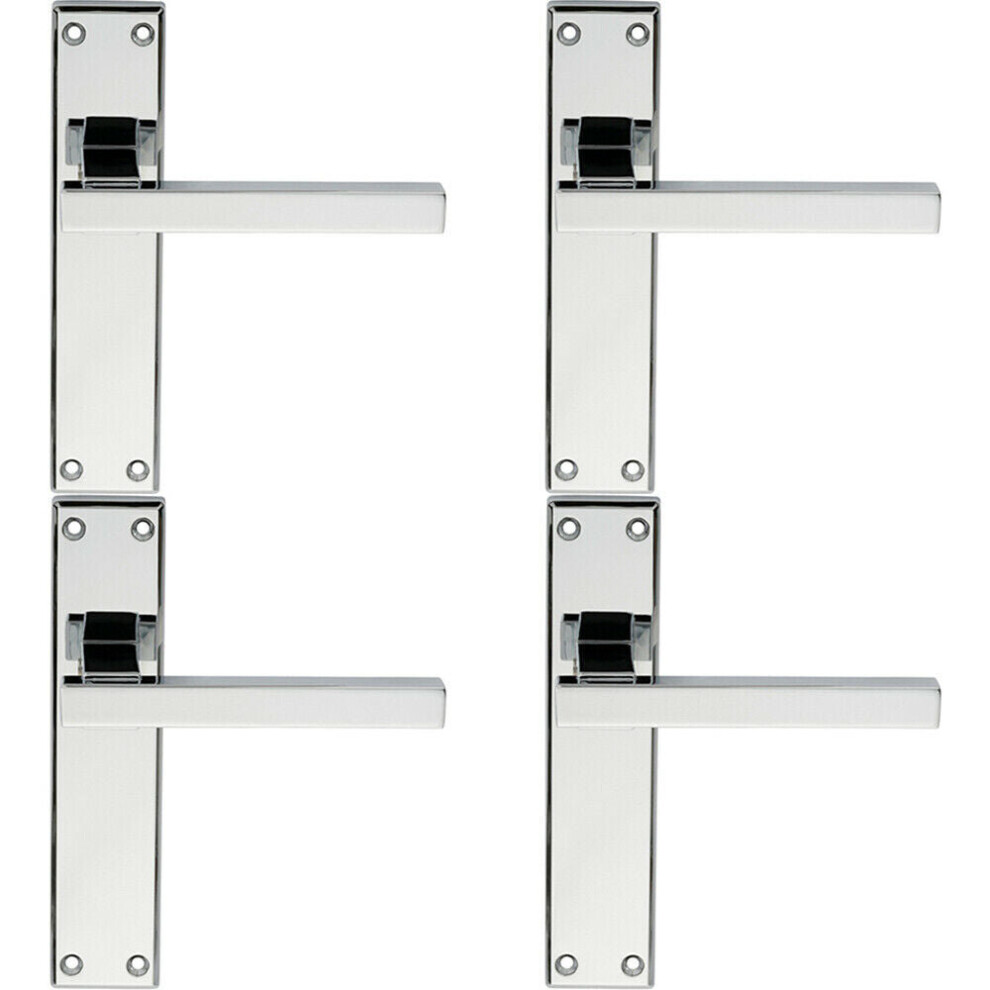 Loops 4X Pair Straight Square Handle On Latch Backplate 180 X 40Mm Polished Chrome