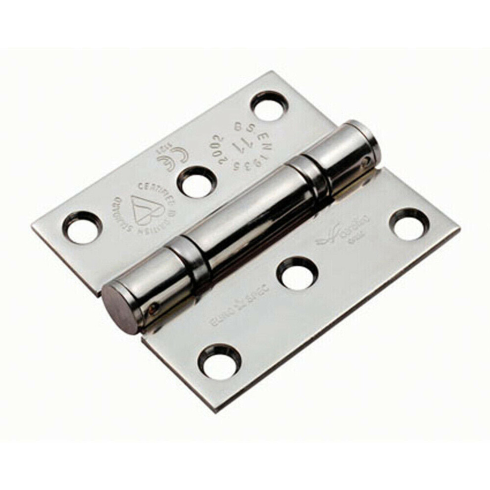 PAIR 76 x 67 x 2.5mm Ball Bearing Hinge Bright Stainless Steel Interior Door