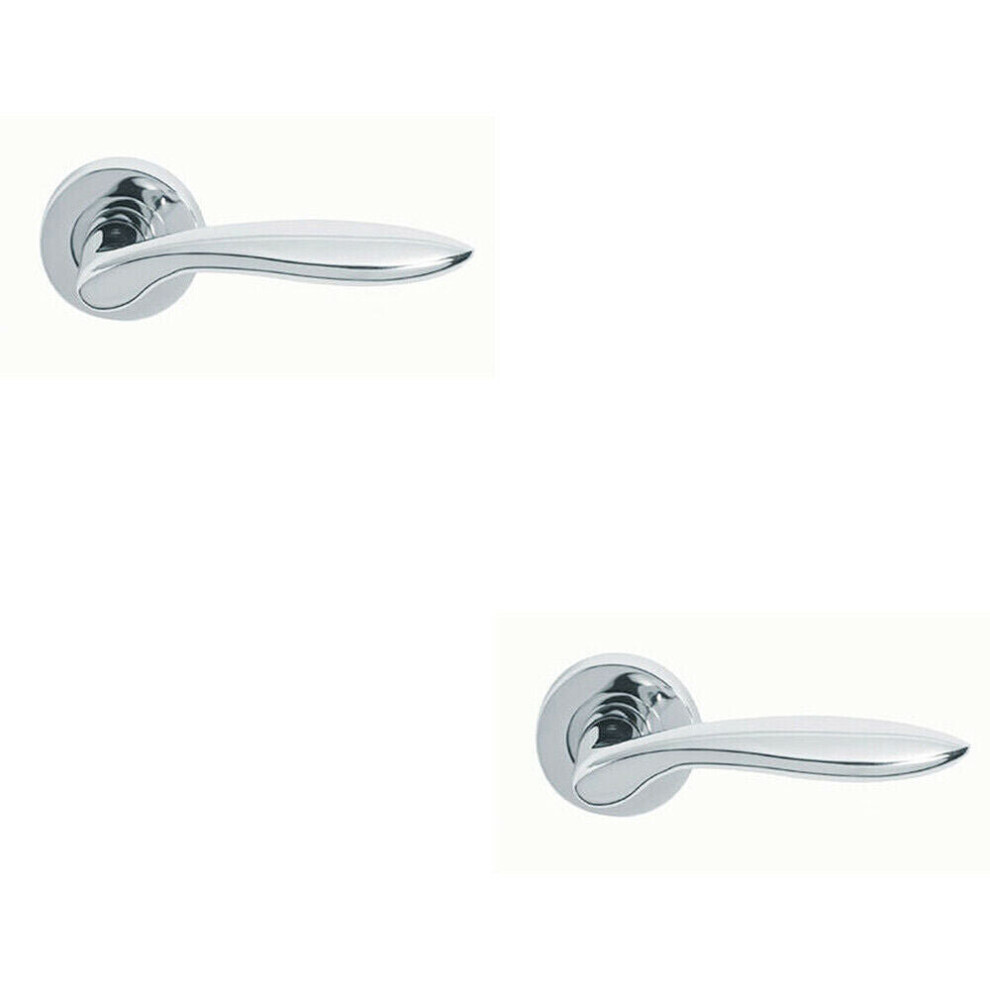 2X Pair Smooth Ergonomic Handle On Round Rose Concealed Fix Polished Chrome 5056492594430