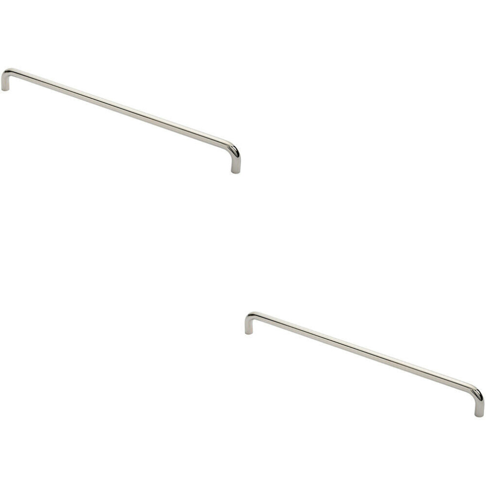 Loops 2X Round D Bar Pull Handle 619 X 19Mm 600Mm Fixing Centres Bright Steel