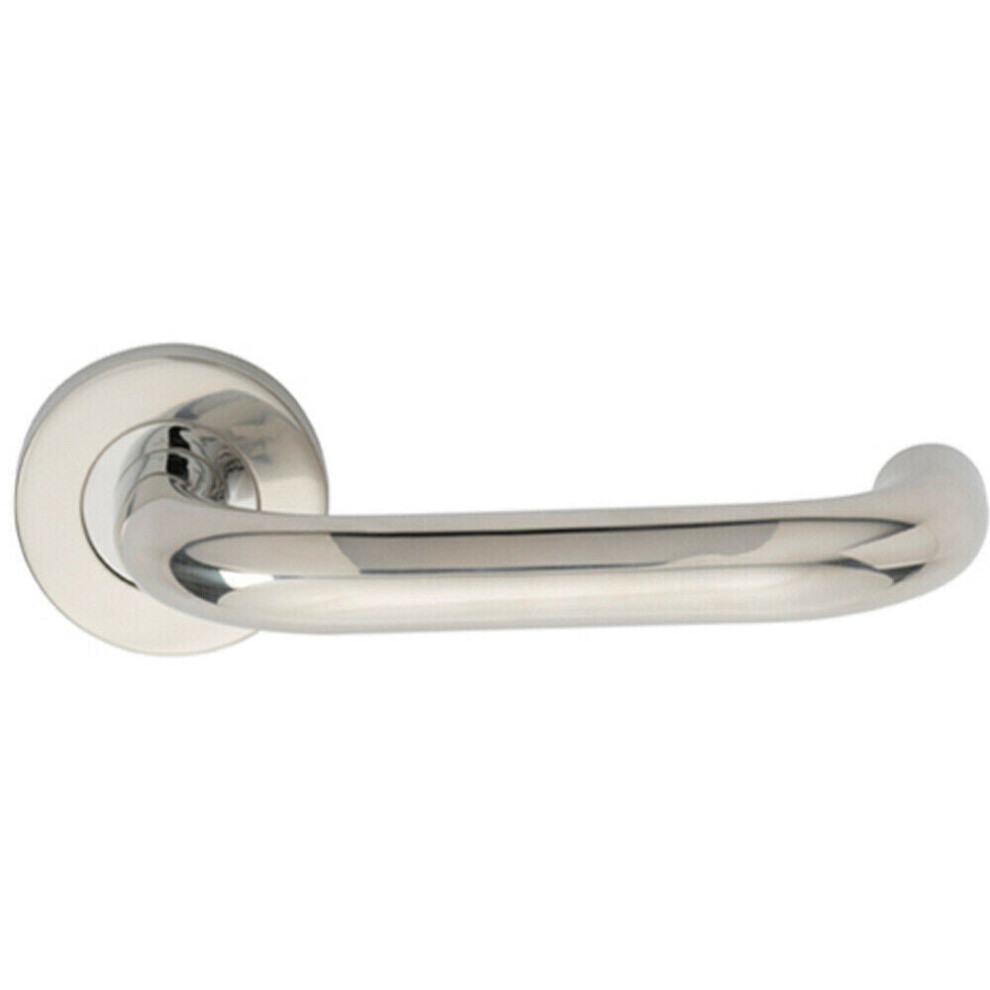 Loops Pair 19Mm Round Bar Safety Handle On Round Rose Concealed Fix Polished Steel