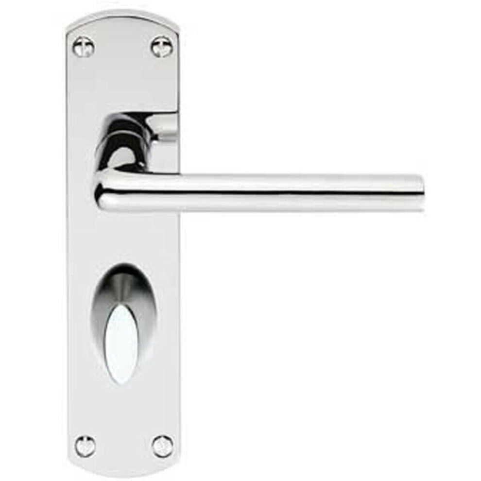 Rounded Straight Bar Handle on Bathroom Backplate 170 x 42mm Polished Chrome