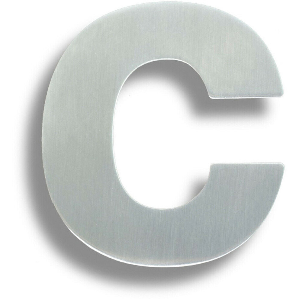 Satin Steel Door Letter C - 89mm Height 2mm Depth Front Door Letter Plaque