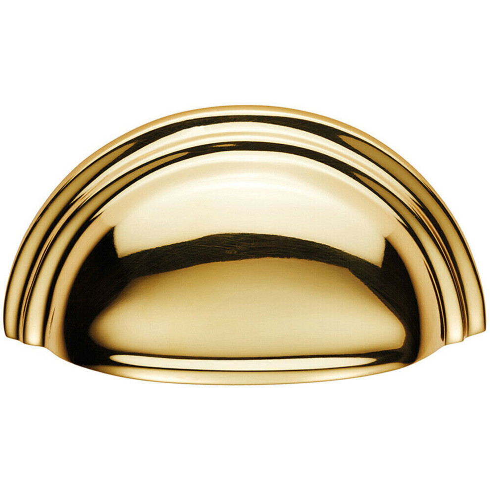 Victorian Cup Pull Handle Polished Brass 92 X 46Mm 76Mm Fixing Centres 5056492571745