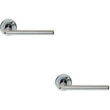 2x PAIR Slimline Straight Bar Lever on Round Rose Concealed Fix Polished Chrome