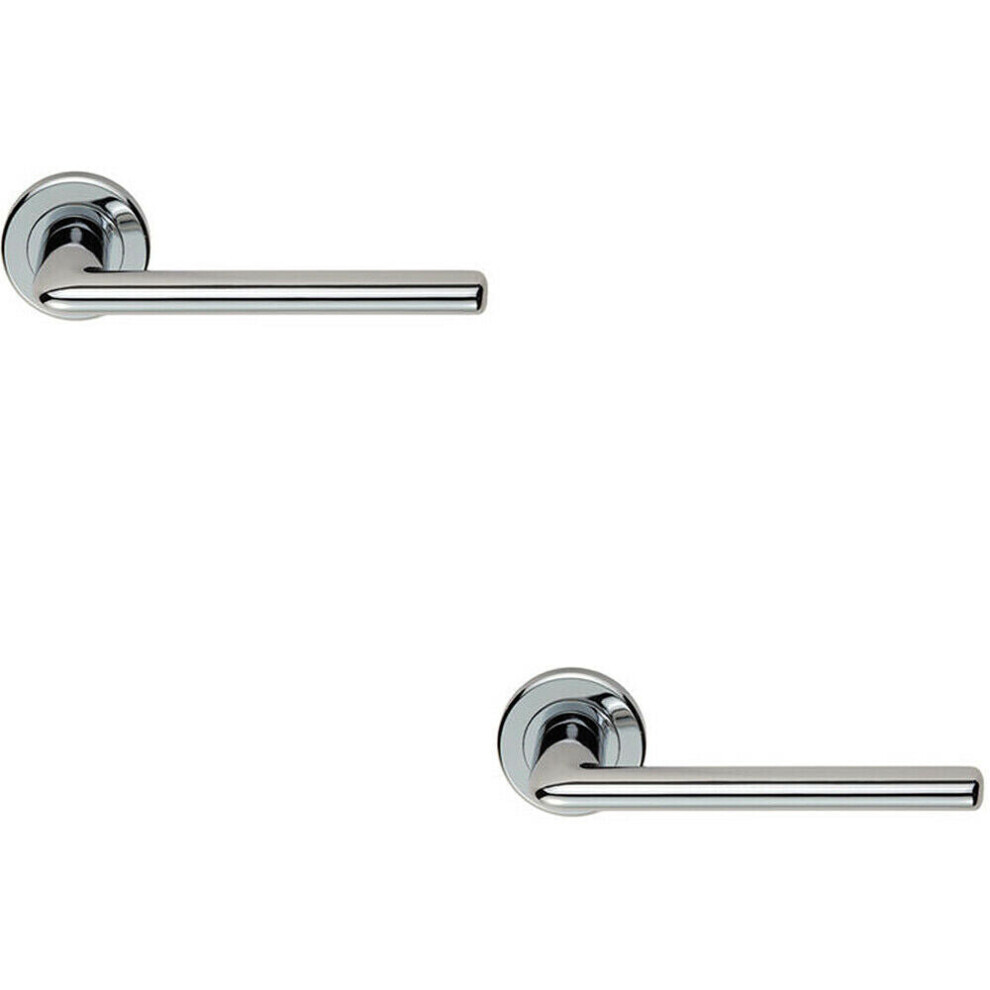 Loops 2X Pair Slimline Straight Bar Lever On Round Rose Concealed Fix Polished Chrome