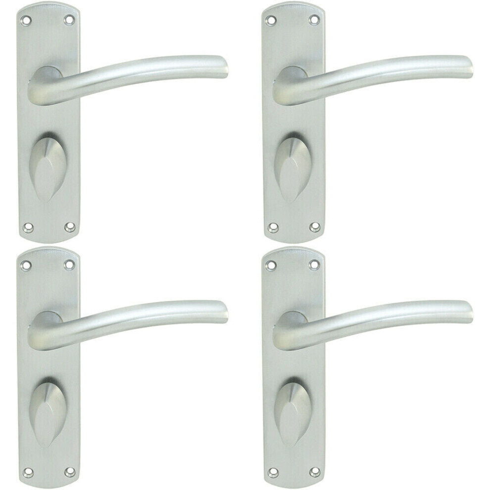 Loops 4X Rounded Curved Bar Handle On Bathroom Backplate 170 X 42Mm Satin Chrome