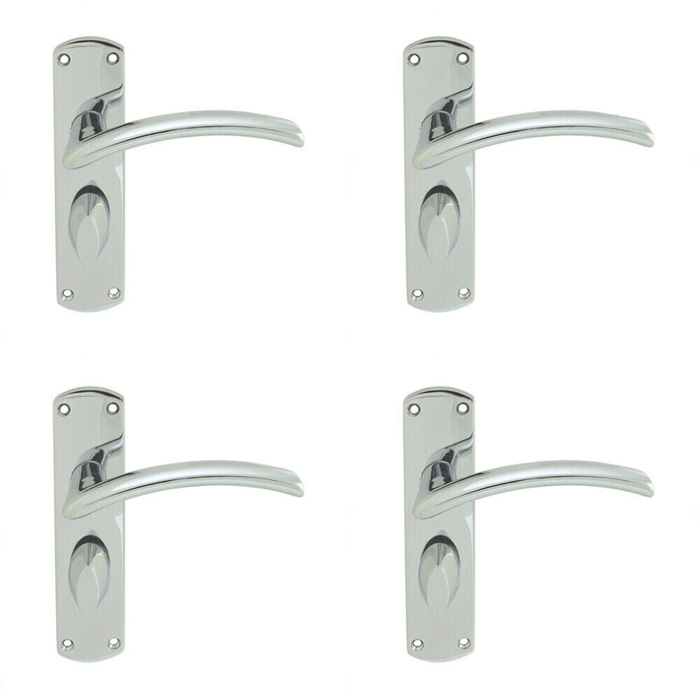 4X Arched Lever On Bathroom Backpalte Door Handle 170 X 42Mm Polished Chrome