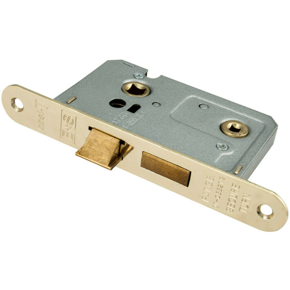 Locking Bathroom Door Sashlock Latch Radius Forend 64mm Electro Brassed