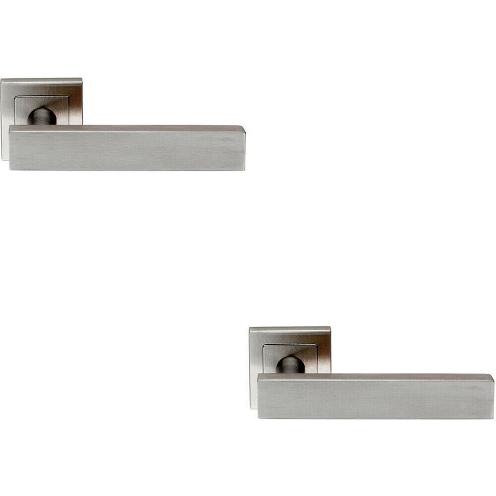Loops 2X Pair Square Cut Straight Bar Handle On Square Rose Concealed Fix Satin Steel