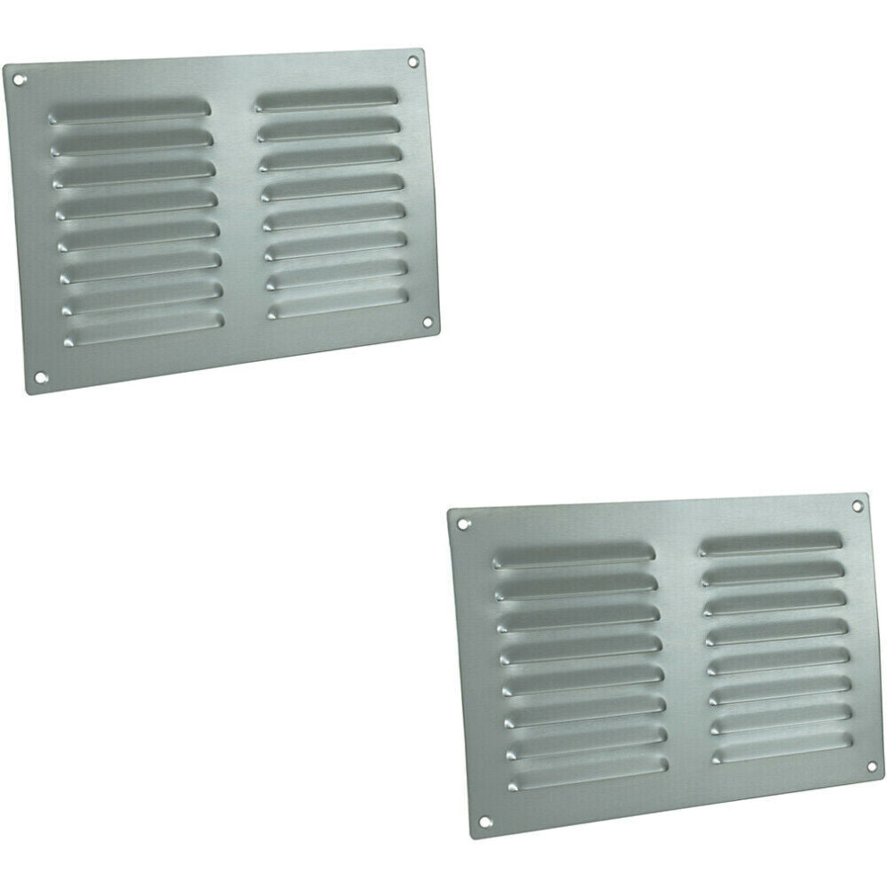 2x 242 x 165mm Hooded Louvre Airflow Vent Satin Chrome Internal Door Plate