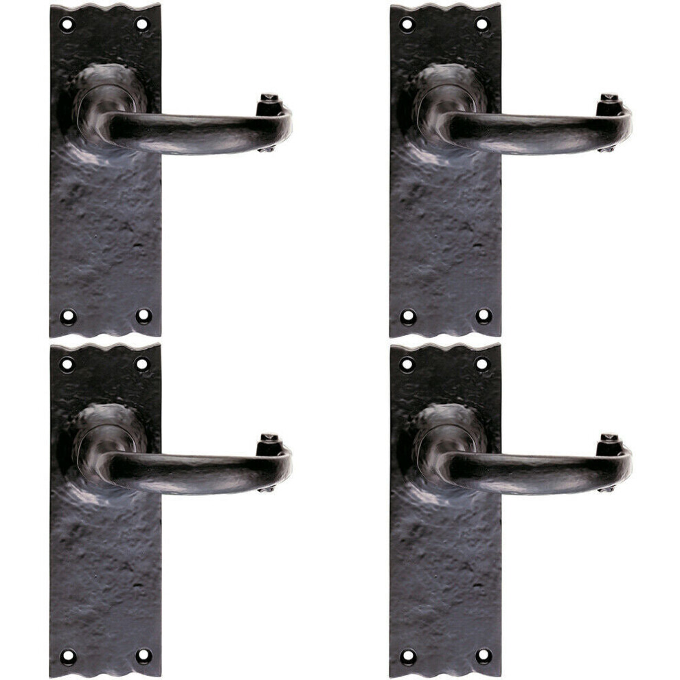 Loops 4X Pair Forged Curved Lever Handle On Latch Backplate 155 X 54Mm Black Antique
