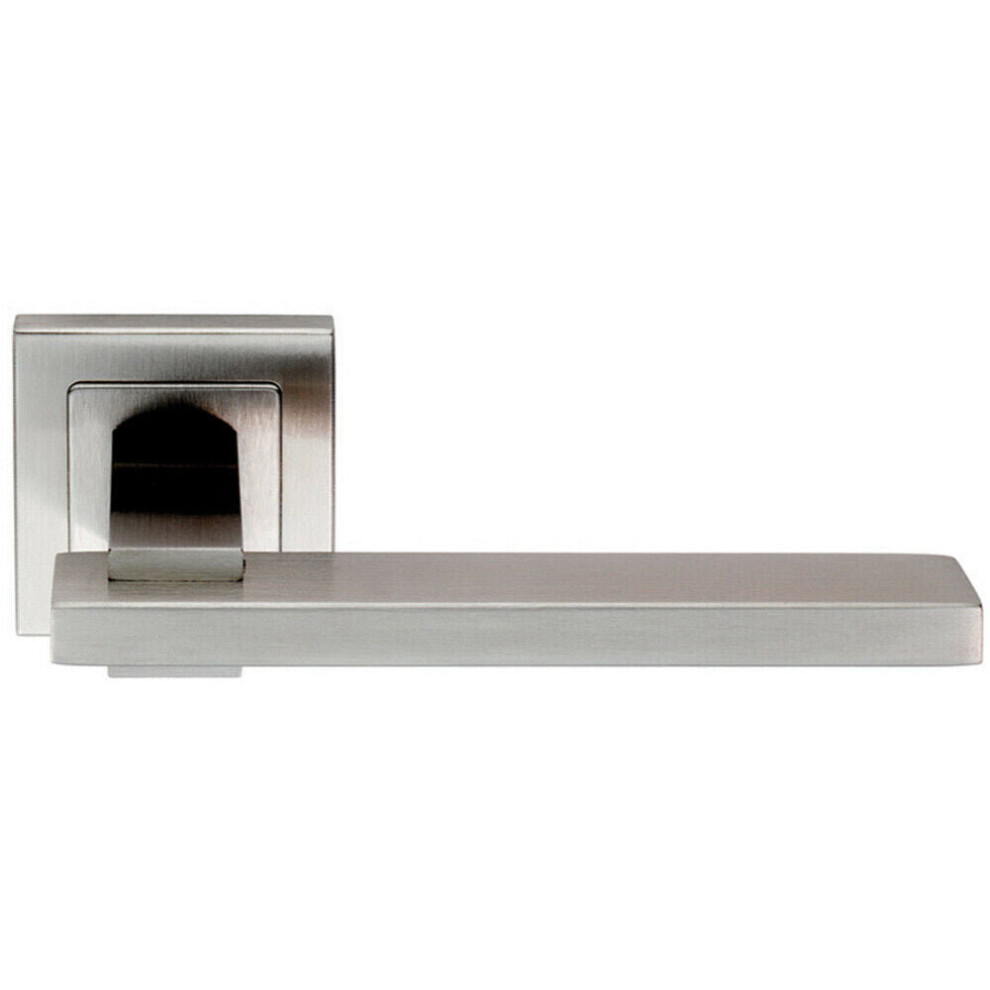 Loops Pair Square Cut Rectangular Handle On Square Rose Concealed Fix Satin Steel