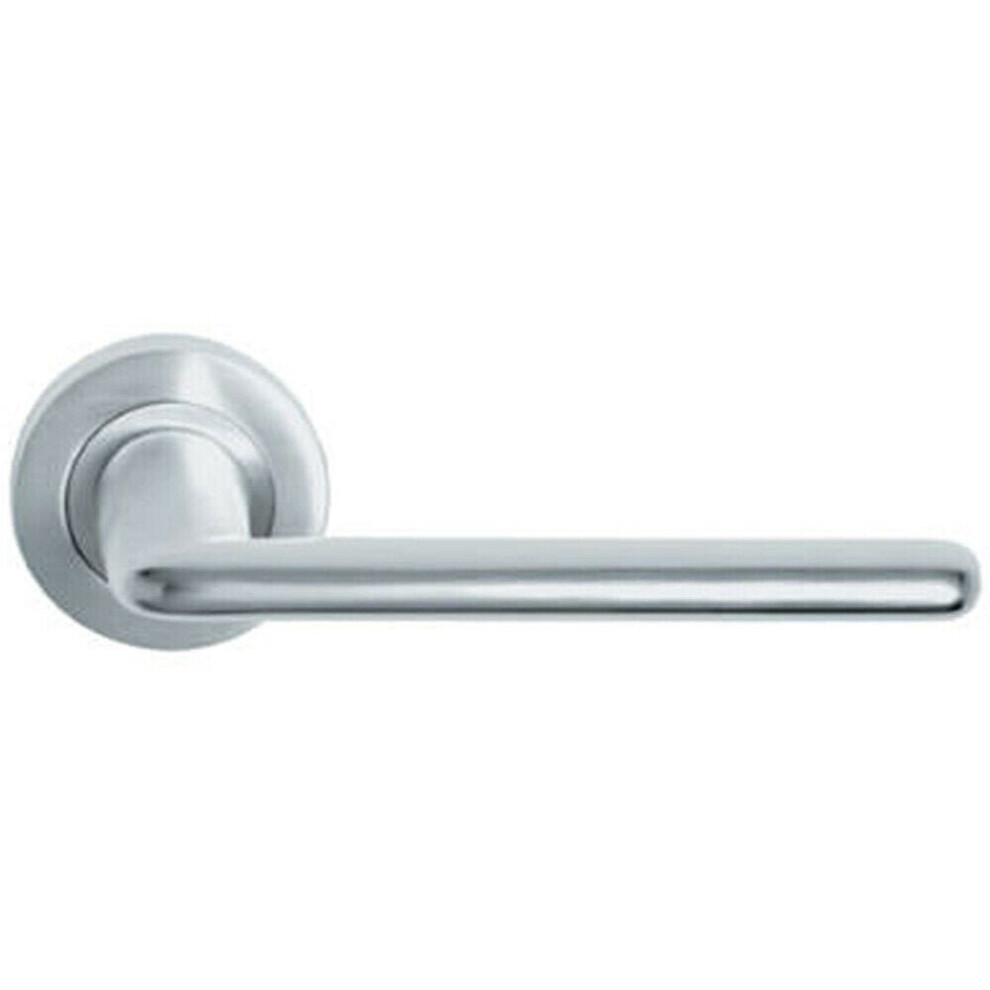 PAIR Slimline Straight Bar Handle on Round Rose Concealed Fix Satin Chrome