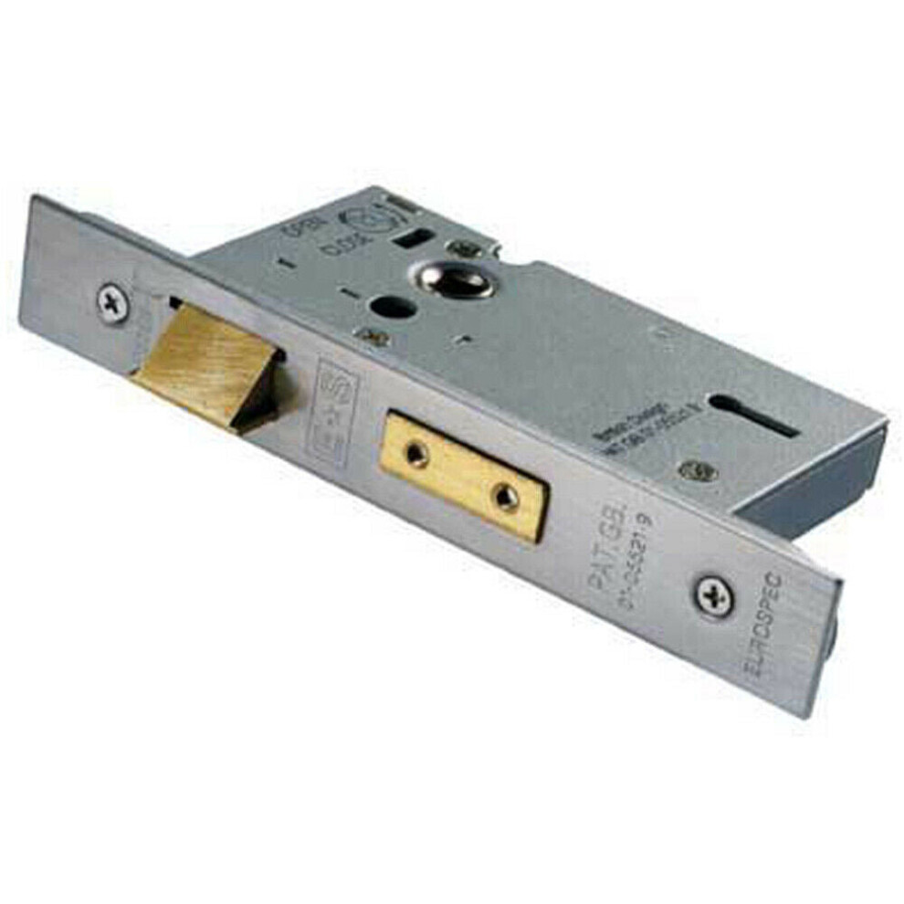 Loops 64Mm 3 Lever Sashlock Square Forend Satin Stainless Steel Door Latch