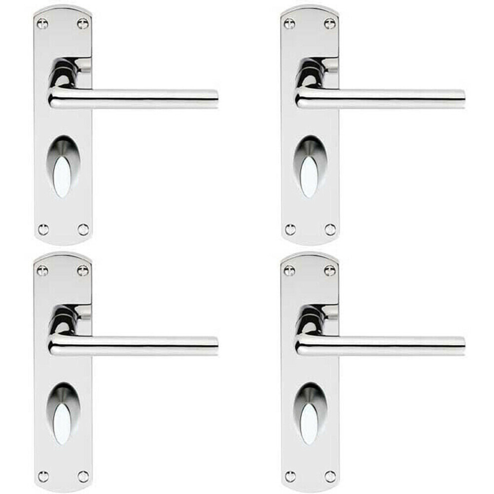 Loops 4X Rounded Straight Bar Handle On Bathroom Backplate 170 X 42Mm Polished Chrome