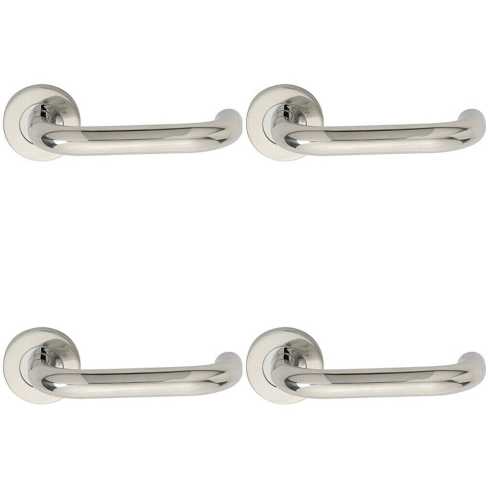 4X Pair 19Mm Round Bar Safety Handle On Round Rose Concealed Fix Polished Steel 5056524205105