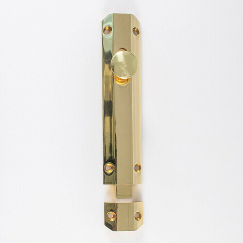 Loops Surface Mounted Flat Sliding Door Bolt Lock 152 x 35mm Polished Brass