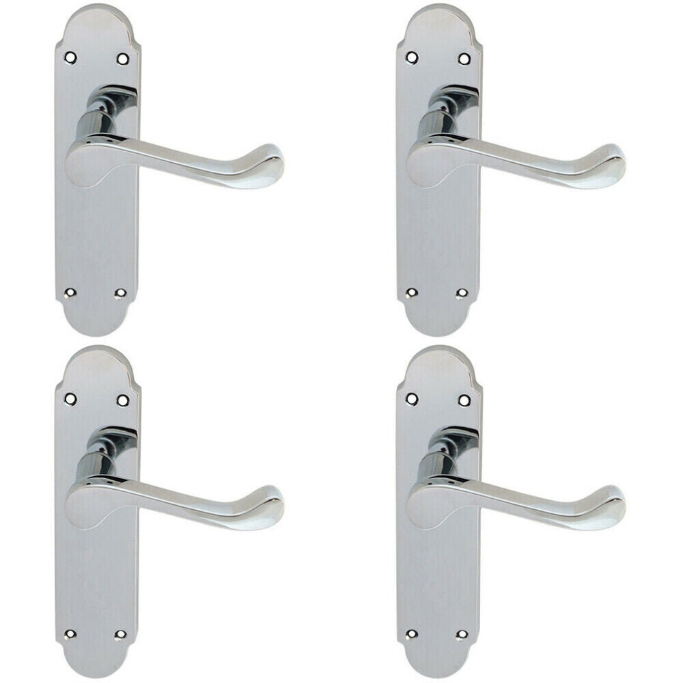 Loops 4X Pair Victorian Upturned Handle On Latch Backplate 170 X 42Mm Polished Chrome