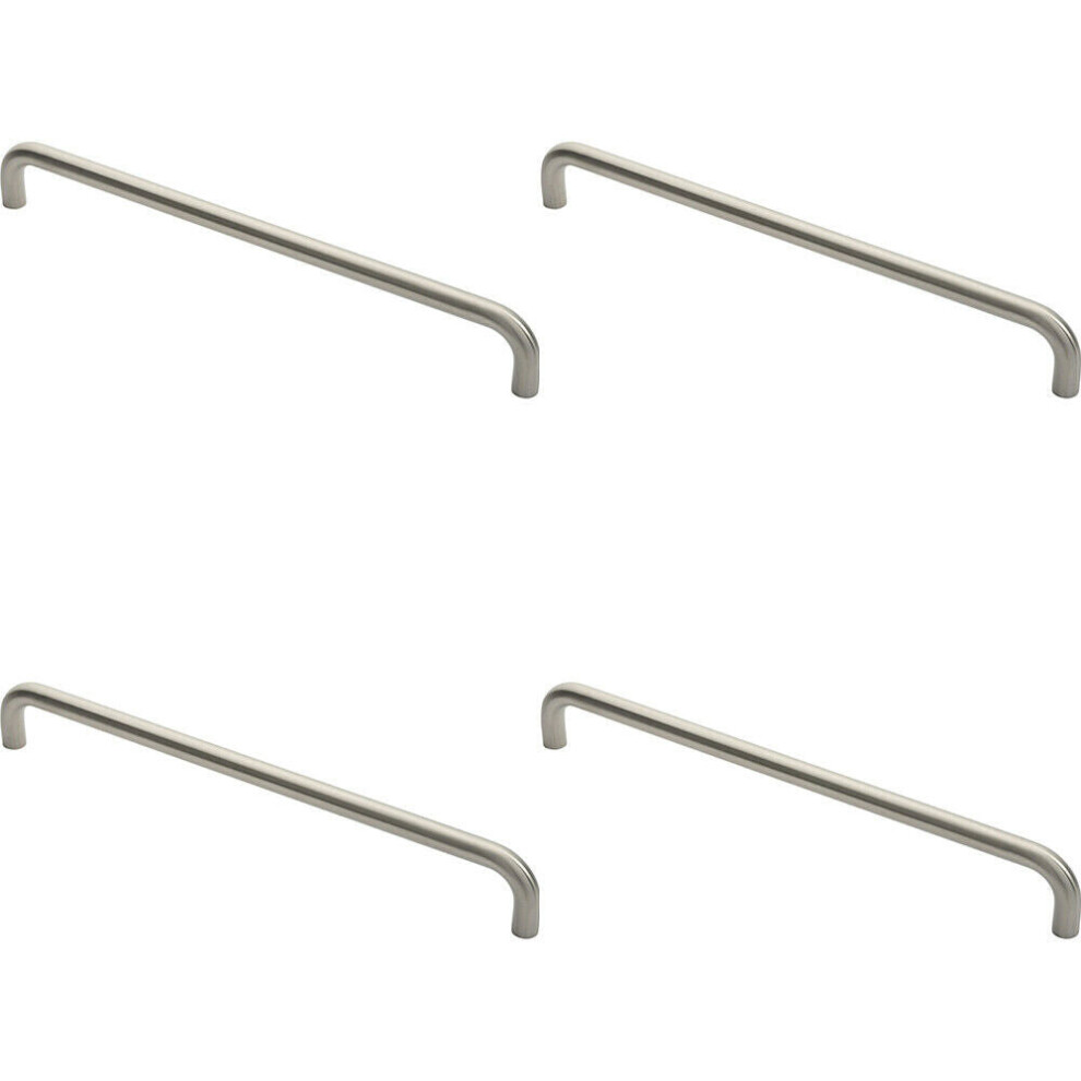 4X Round D Bar Pull Handle 469 X 19Mm 450Mm Fixing Centres Satin Stainless Steel 5056524207949