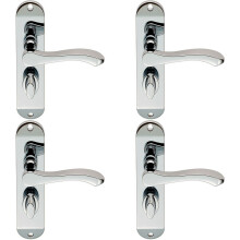 4x PAIR Scroll Lever Door Handle on Bathroom Backplate 180 x 40mm Chrome
