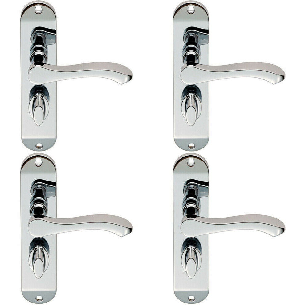 4X Pair Scroll Lever Door Handle On Bathroom Backplate 180 X 40Mm Chrome