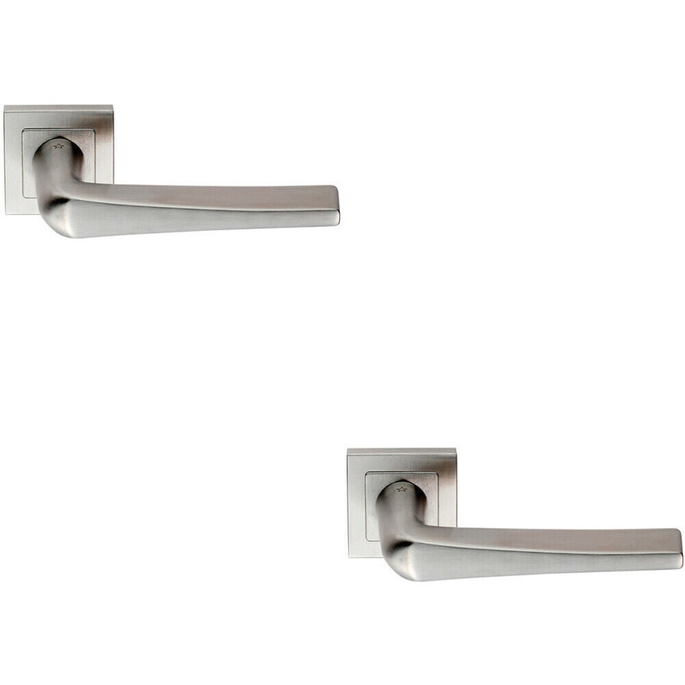 Loops 2X Pair Square Cut Tapered Handle On Square Rose Concealed Fix Satin Steel