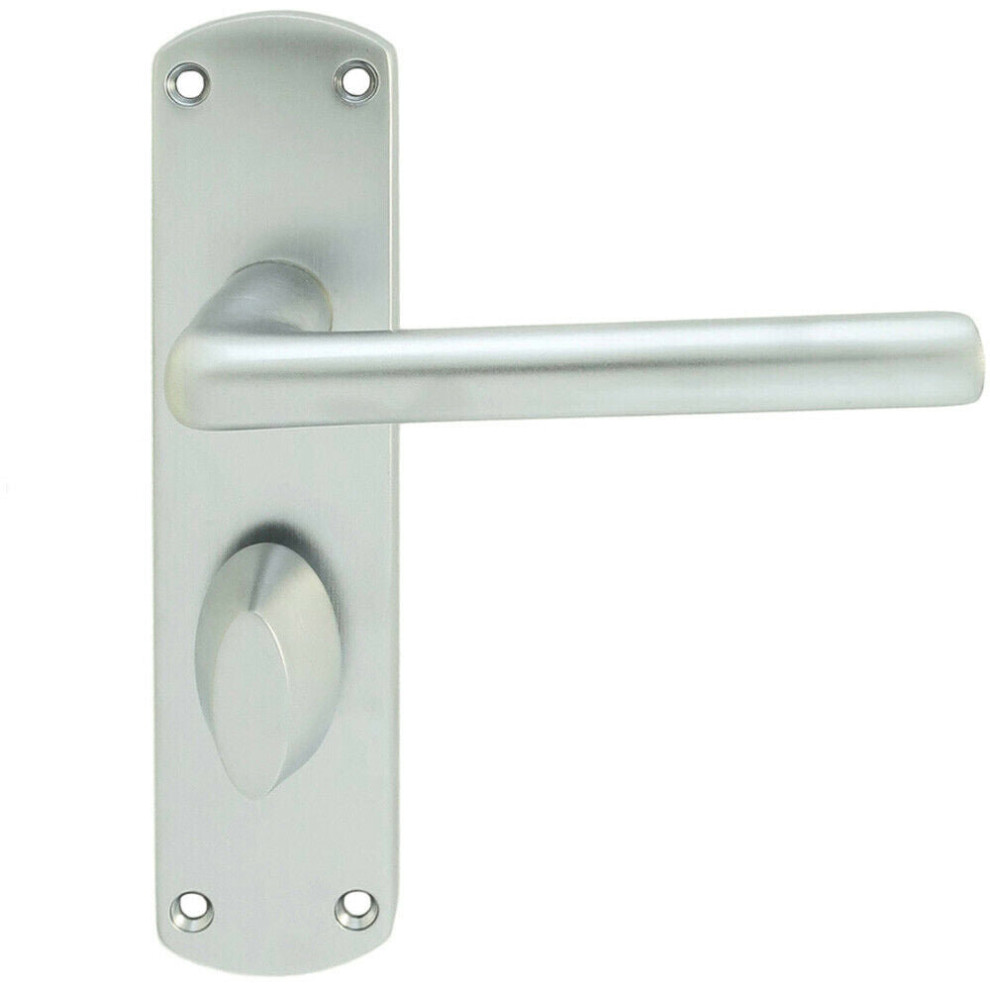 Rounded Straight Bar Handle on Bathroom Backplate 170 x 42mm Satin Chrome