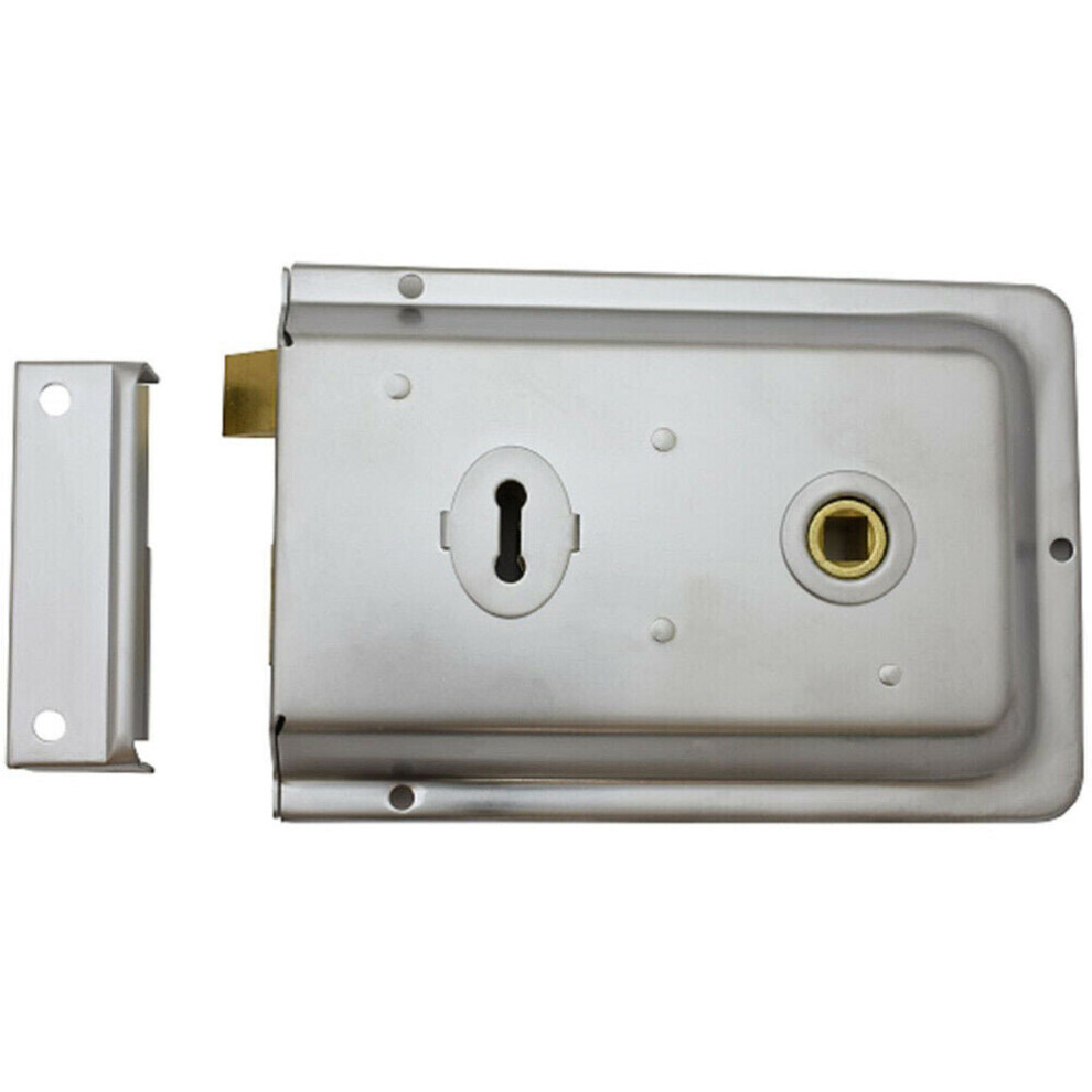 Traditional Contract Rim Deadlock 152 x 102mm Satin Chrome Door Latch