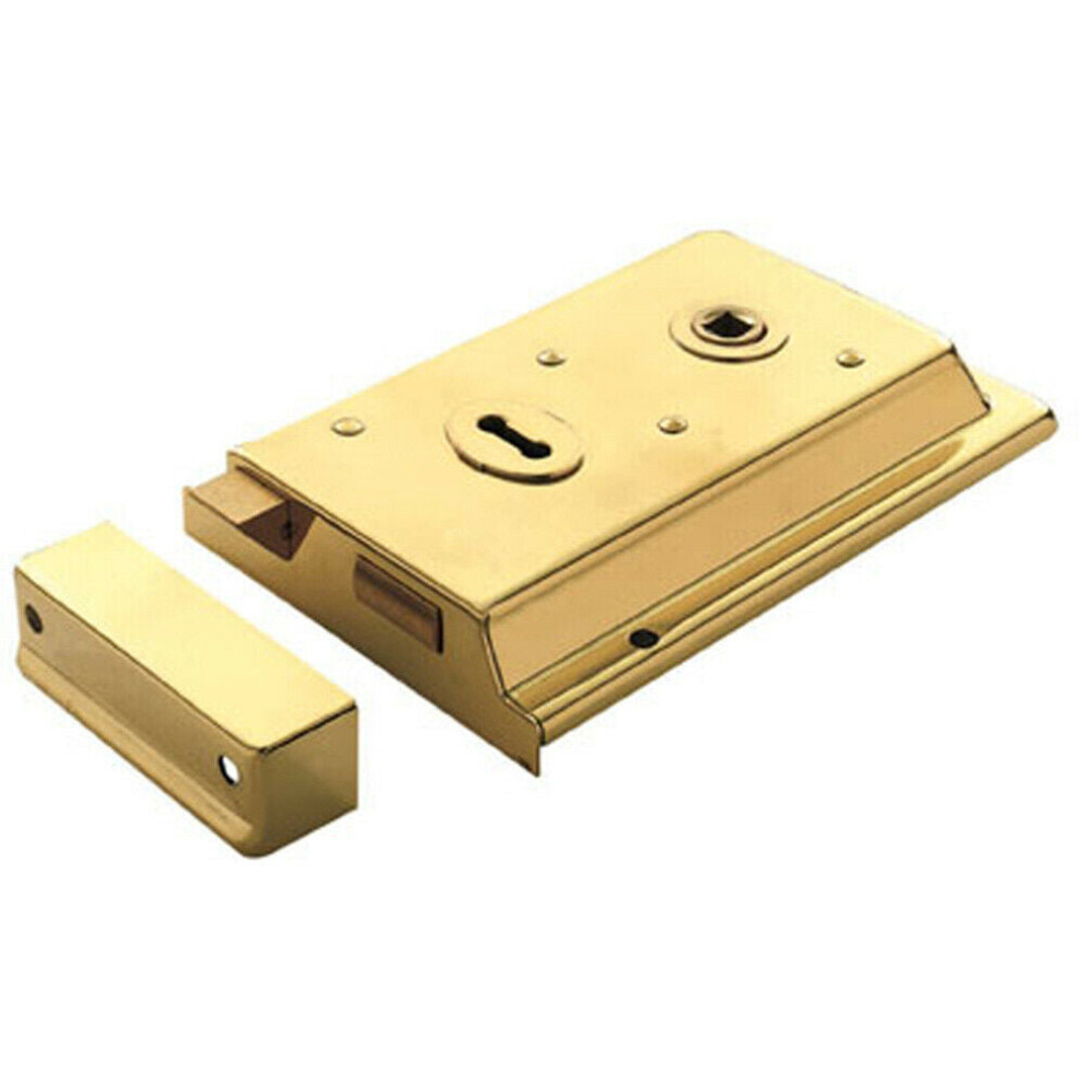 Traditional Contract Rim Deadlock 152 X 102Mm Polished Brass Door Latch 5056492577600