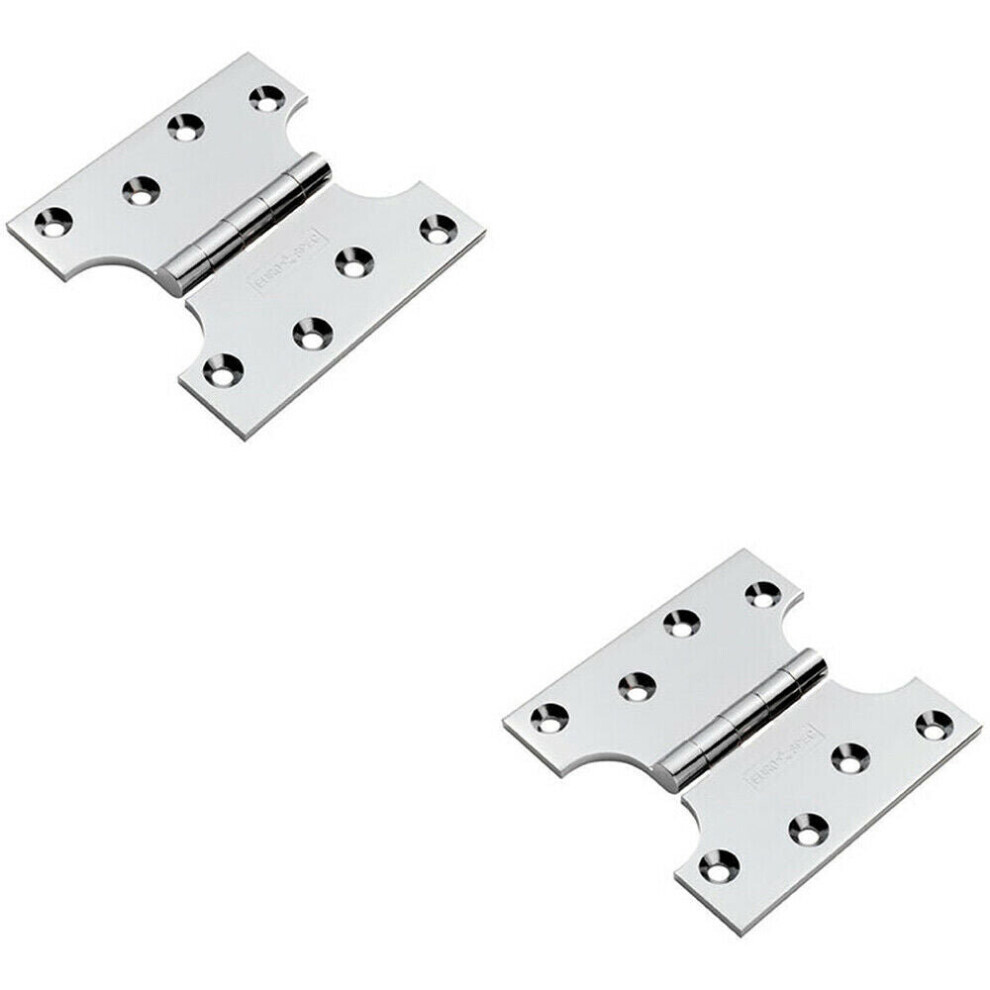 2x PAIR 102 x 102 x 4mm Parliament Door Hinge 180 Degree Opening Chrome