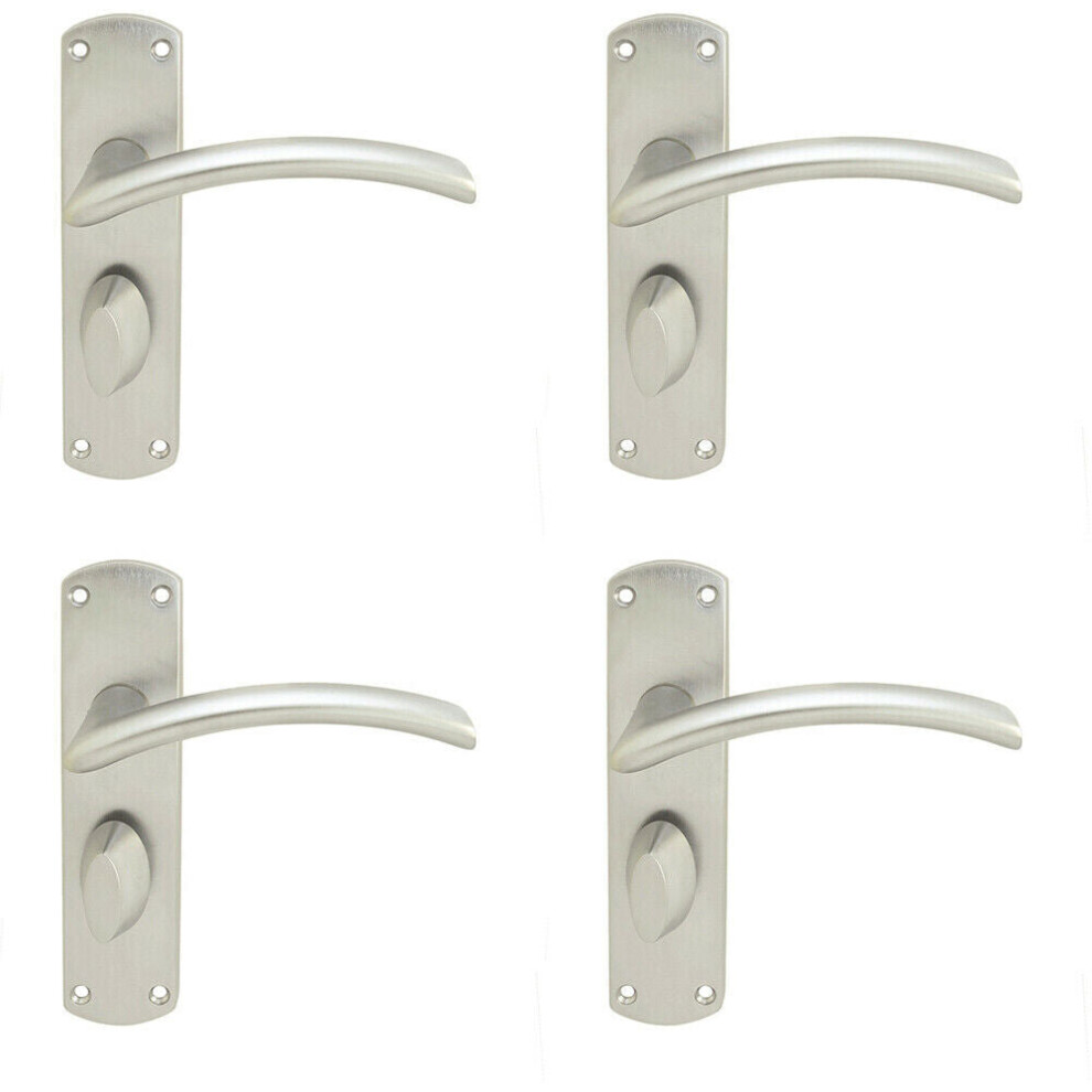 4X Arched Lever On Bathroom Backpalte Door Handle 170 X 42Mm Satin Chrome