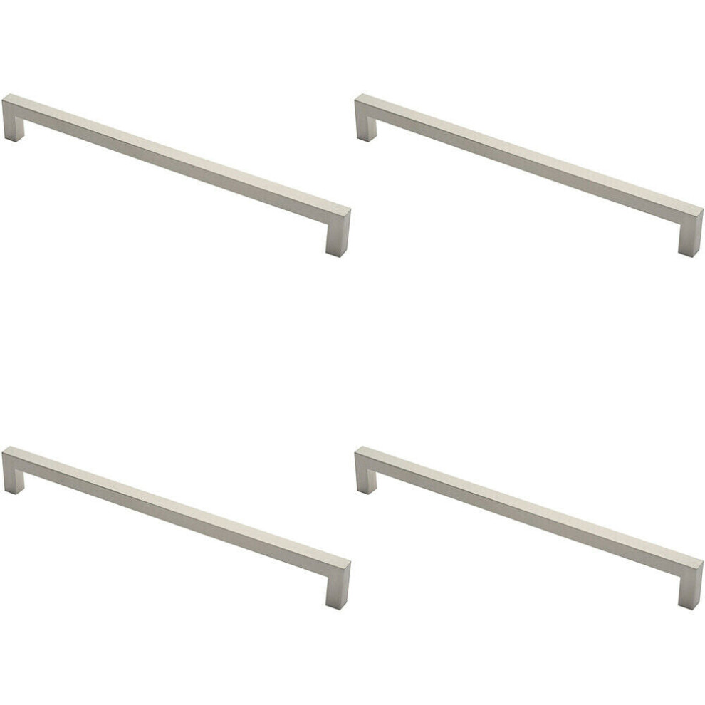 4x Square Mitred Door Pull Handle 469 x 19mm 450mm Fixing Centres Satin Steel