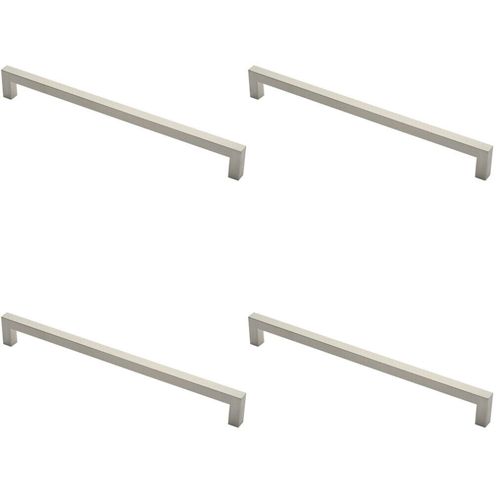 4X Square Mitred Door Pull Handle 469 X 19Mm 450Mm Fixing Centres Satin Steel 5056524208113