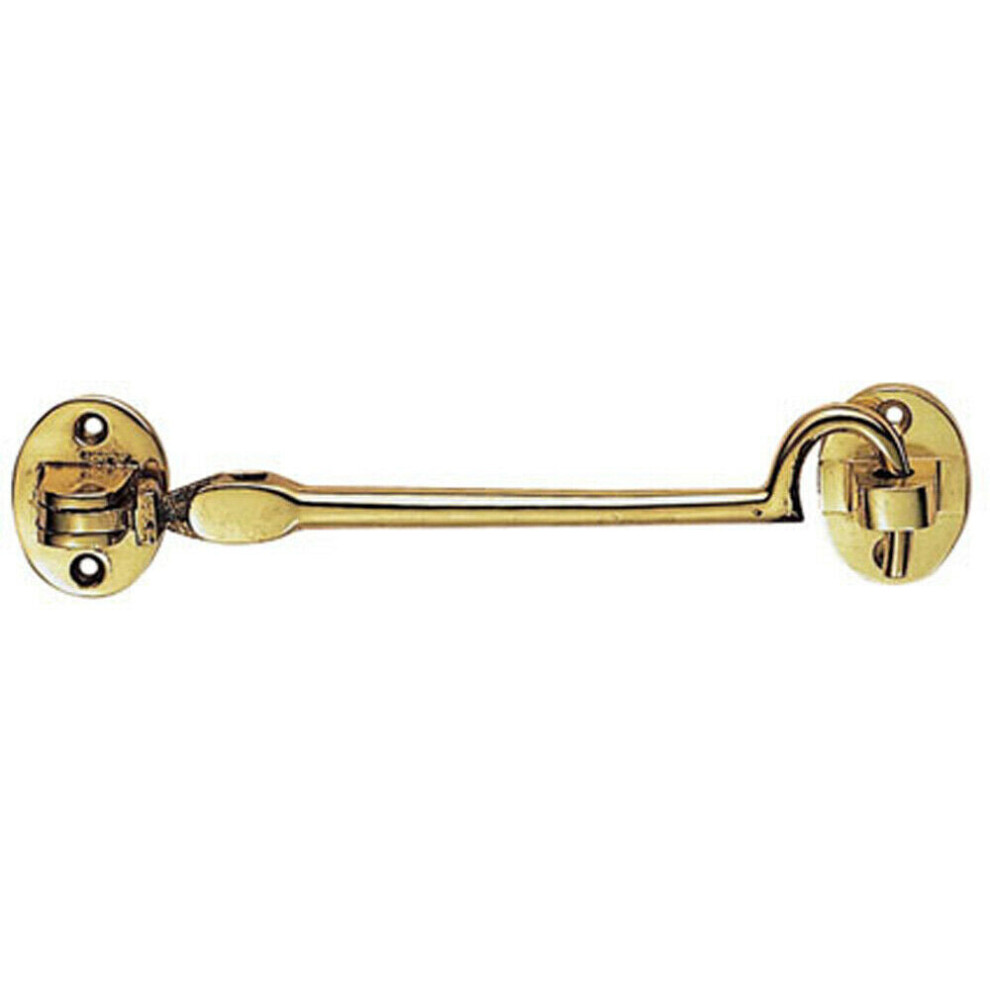 Heavy Duty Cabin Hook & Eye Polished Brass 305mm Arm Cabinet Hatch Lock