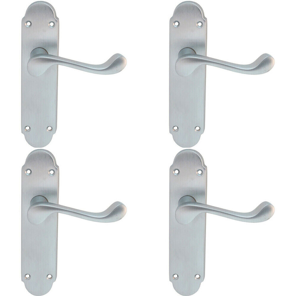 Loops 4X Pair Victorian Upturned Handle On Latch Backplate 170 X 42Mm Satin Chrome