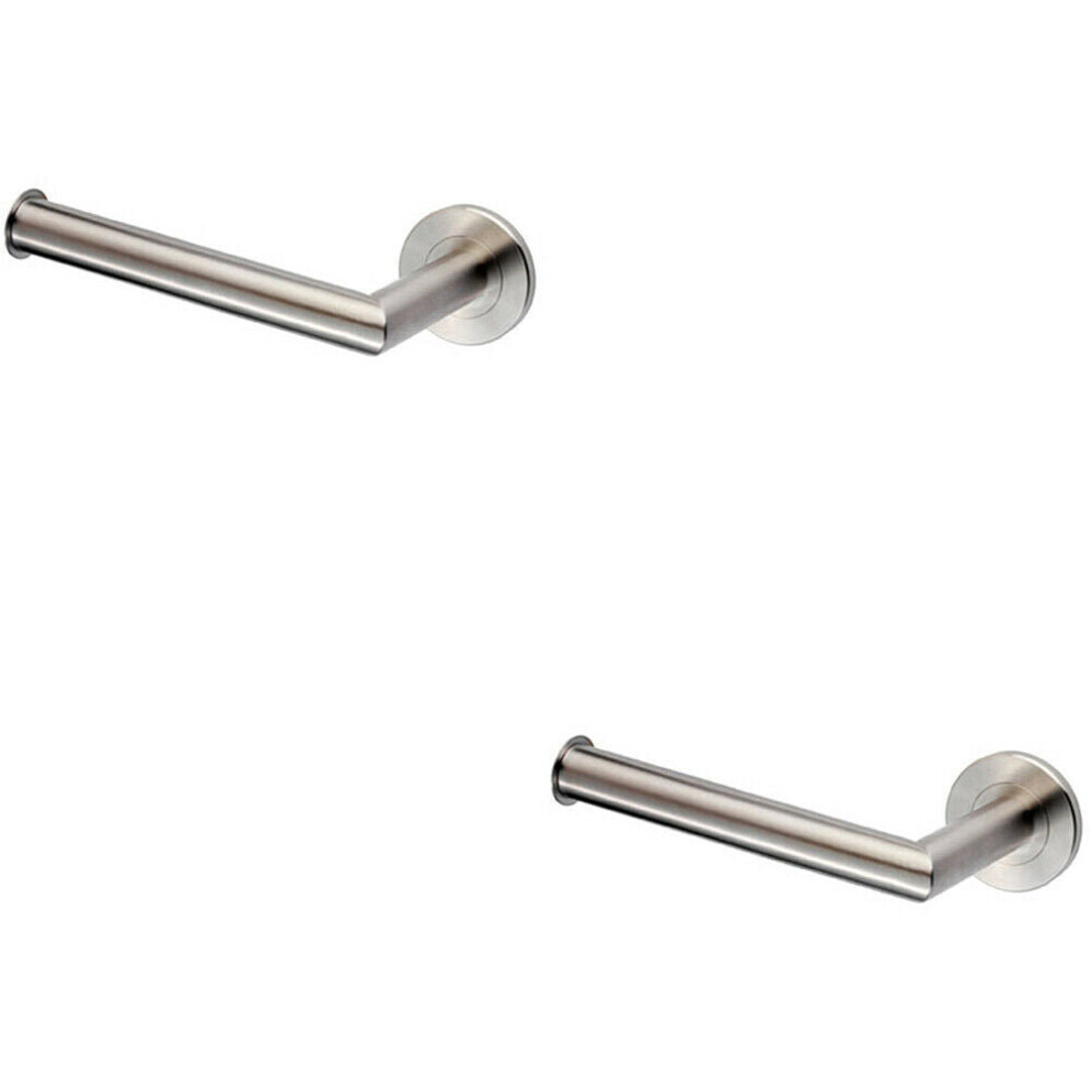 2x Mitred Bathroom Toilet Roll Holder on Rose Concealed Fix Stainless Steel