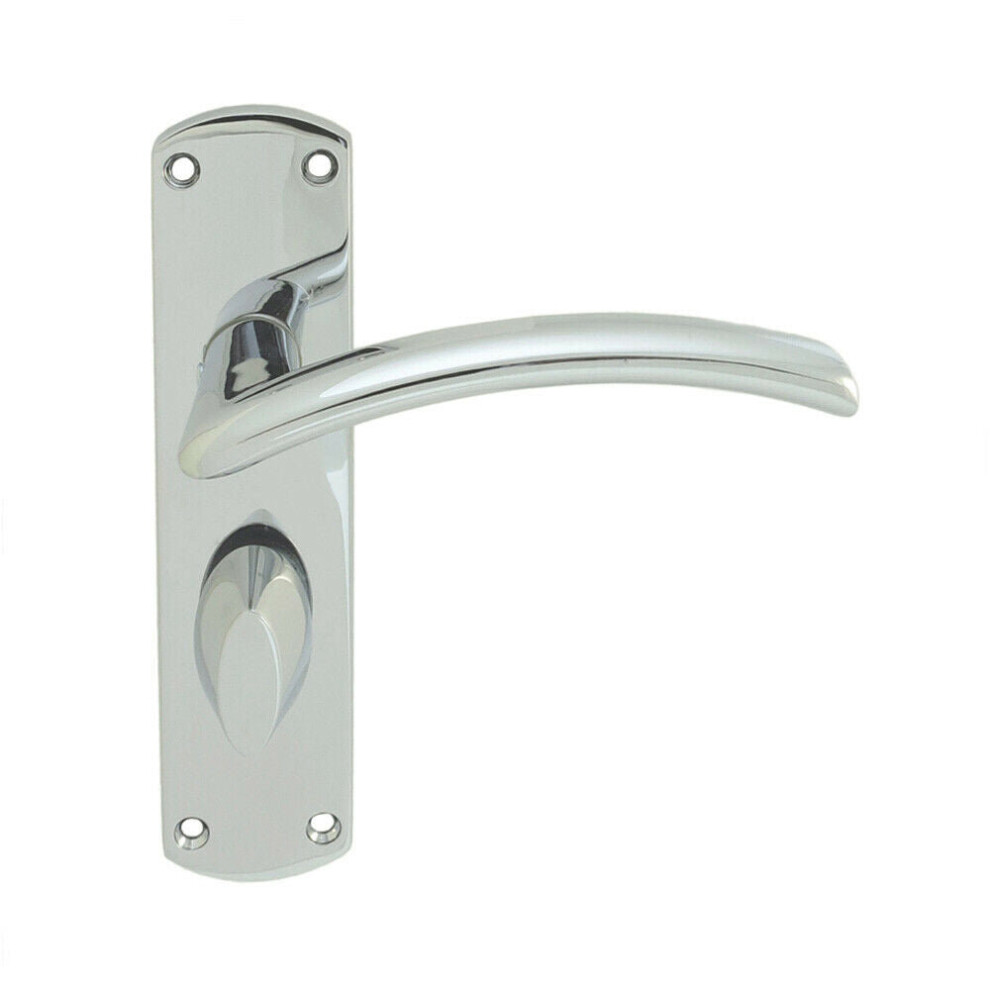 Arched Lever on Bathroom Backplate Door Handle 170 x 42mm Polished Chrome