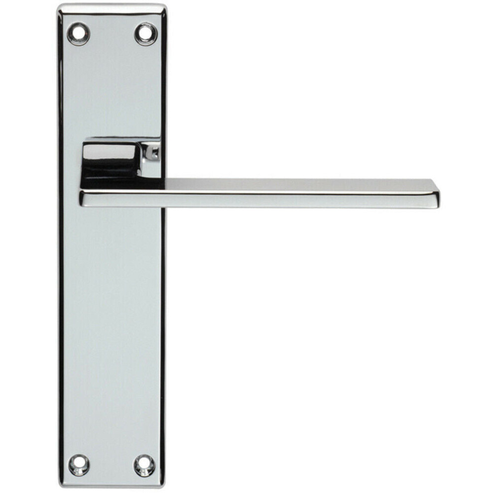 Loops Flat Straight Lever On Latch Backplate Door Handle 180 X 40Mm Polished Chrome