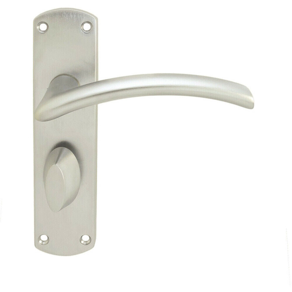 Loops Arched Lever On Bathroom Backplate Door Handle 170 X 42Mm Satin Chrome