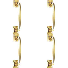 4x One Piece Door Pull Handle 250mm Length 54mm Projection Polished Brass