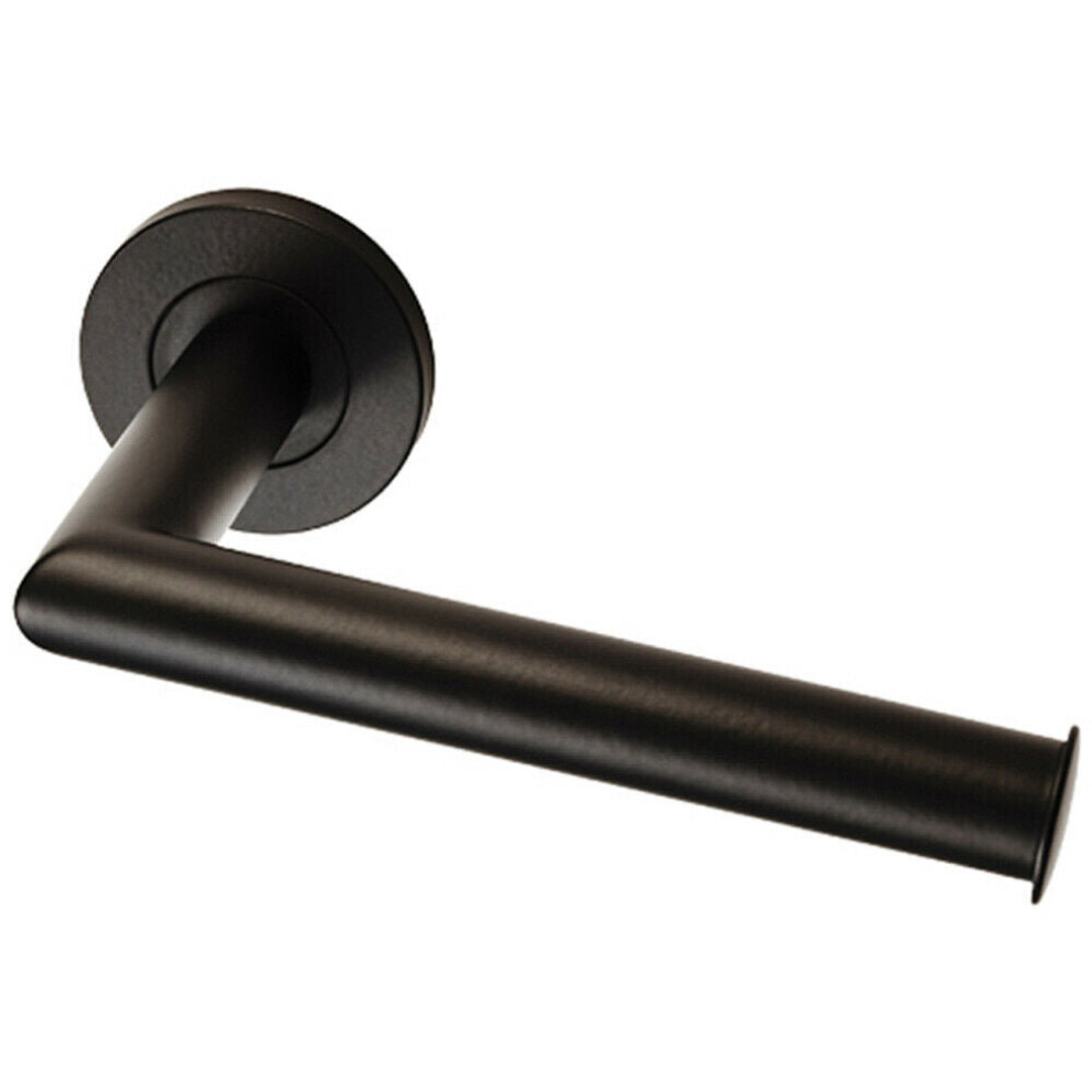 Mitred Bathroom Toilet Roll Holder on Rose Concealed Fix Matt Black