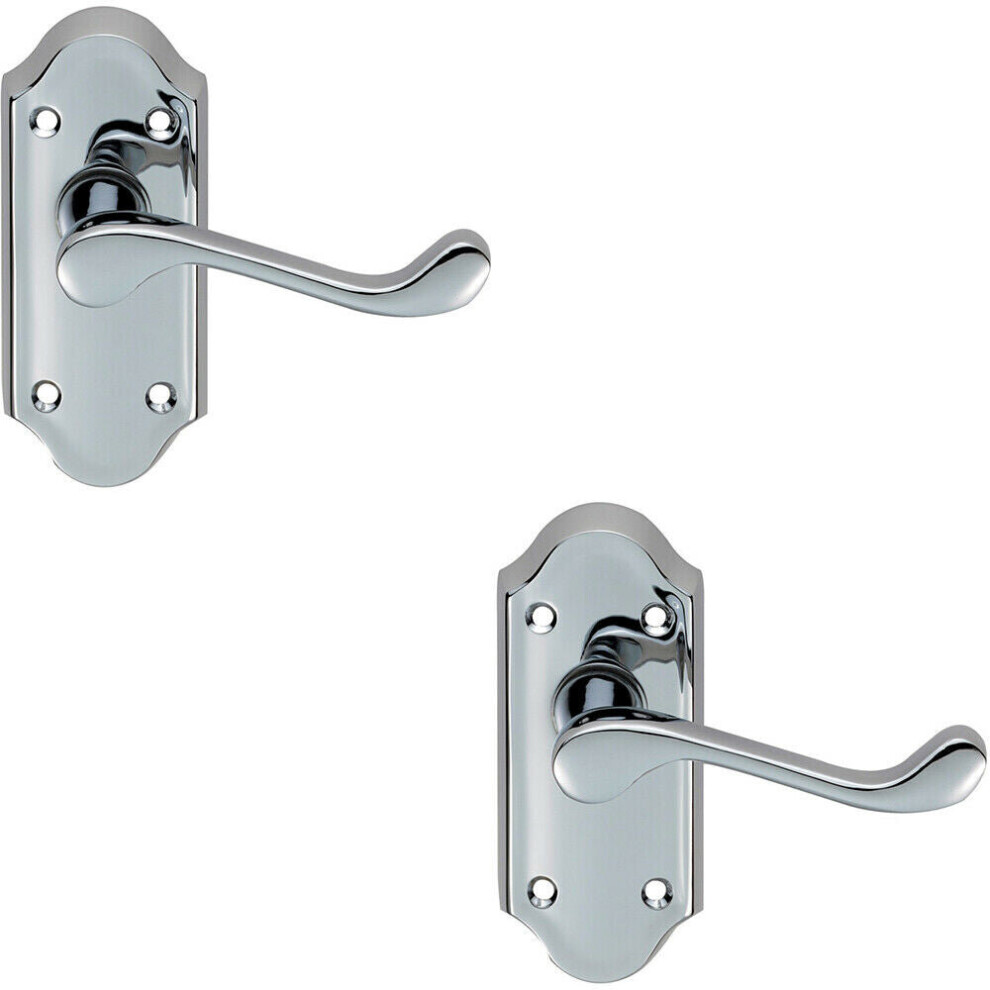 Loops 2X Pair Victorian Scroll Lever On Short Latch Backplate 112 X 48Mm Chrome